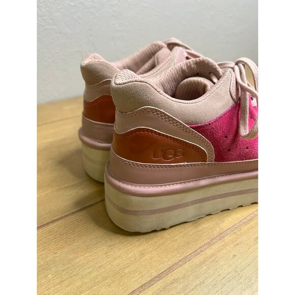 UGG Platform Sneakers Pink Suede Leather Chunky Womens Size 9 - Picture 10 of 16